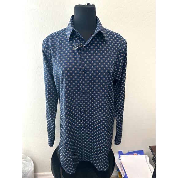 SCOTCH & SODA Men’s Shirt Modern Fit Navy Blue Floral Print Button Up | 16/41 L - Picture 2 of 8